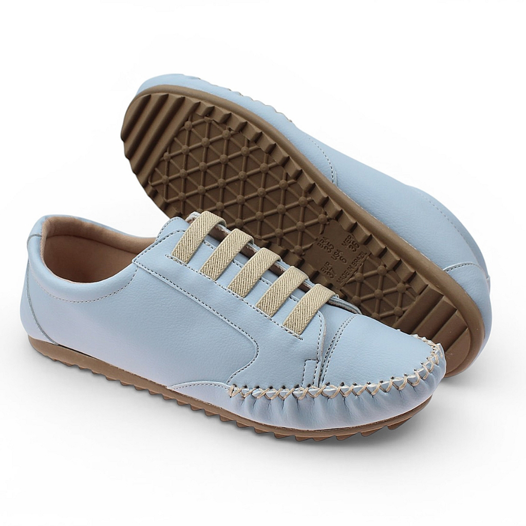 Tenis Mocatenis Feminino Elástico Ortopedico Confort Mocassim Tratorado