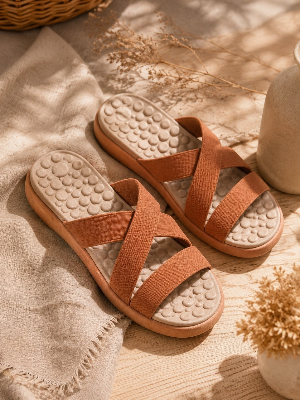 Kit 2 Pares Sandalia Chinelo Feminino Tamanco Rasteira Ortopedica Massageador Confortável
