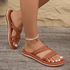Sandália Feminina Slide Tiras Ortopédica Conforto Diário
