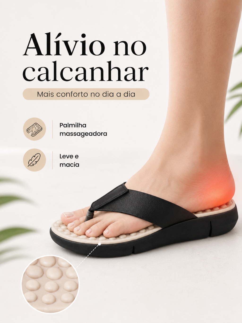 Sandália Para Esporão e Facite Plantar Palmilha Massageadora Muito Leve e Confortável