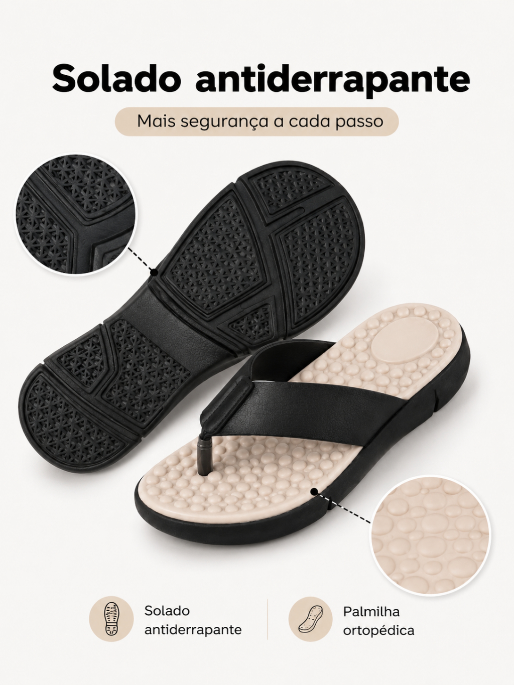 Sandália Para Esporão e Facite Plantar Palmilha Massageadora Muito Leve e Confortável