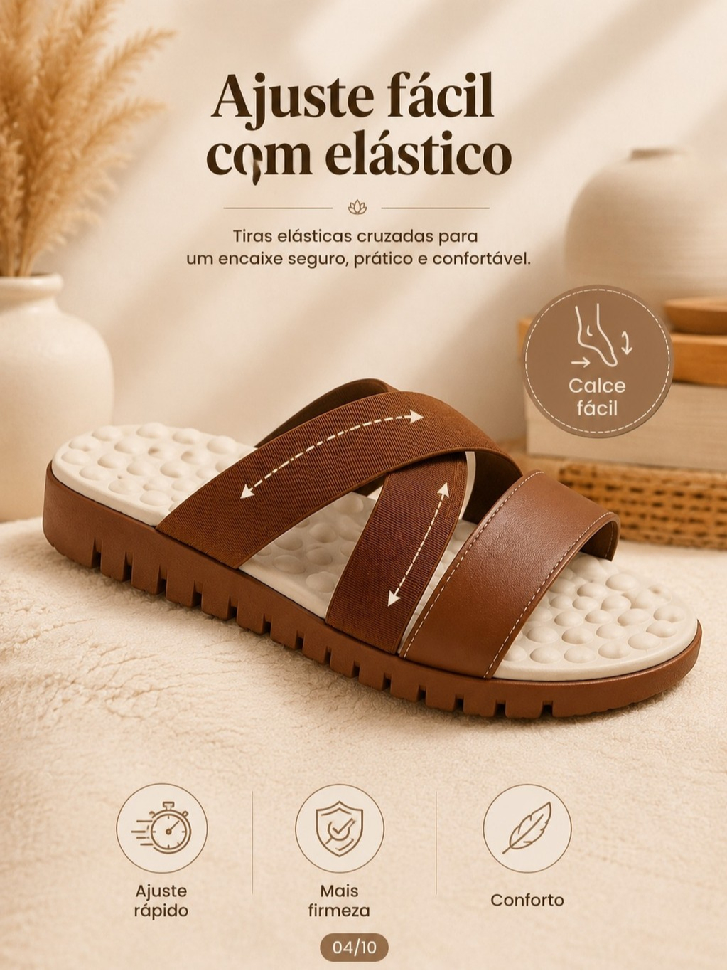 Kit 2 Pares Sandália Ortopédica Feminina Tamanco Confortável Esporão Fascite Plantar Massageador