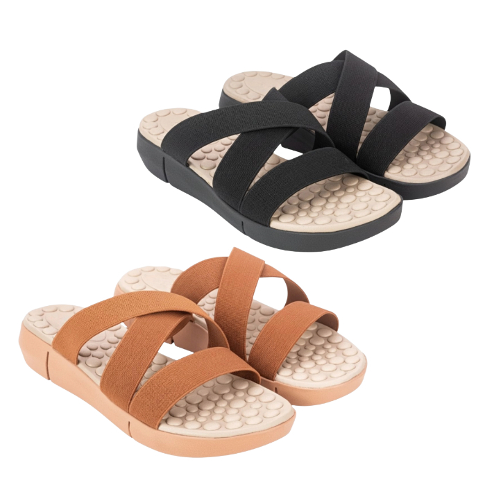 Kit 2 Pares Sandalia Chinelo Feminino Tamanco Rasteira Ortopedica Massageador Confortável