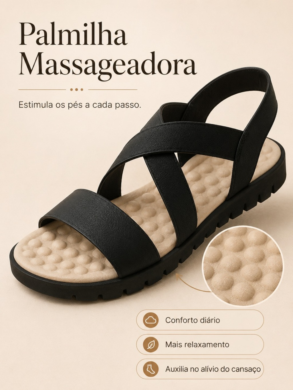 Kit 2 Pares Sandália Ortopédica Feminina Para Esporão Chinelo Confortável Massageador Leve