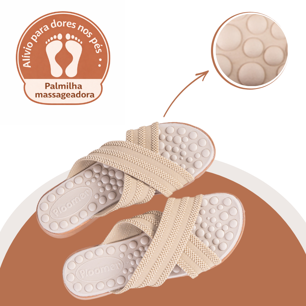 Chinelo Ortopédico com Elástico Trançado e Palmilha Massageadora Ideal para Esporão e Faciste Plantar