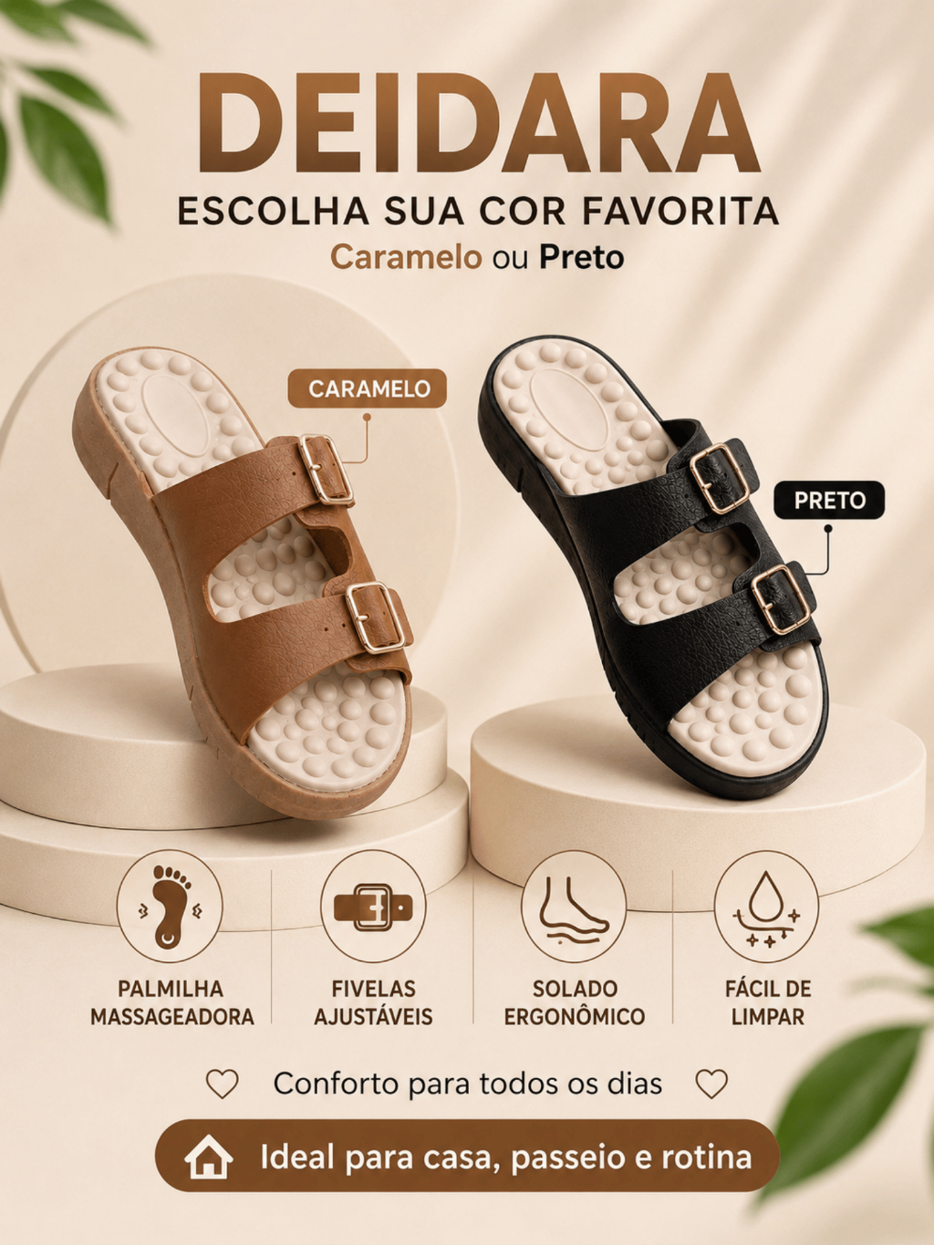 Kit Tamanco Sandália Feminino + Fivela Ortopédico Para Esporão e Facite Plantar