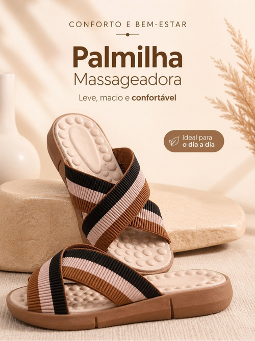 Kit 2 Pares Chinelo + Sandália Feminina Ortopédica Palmilha Massageadora Confortável Sola de Eva