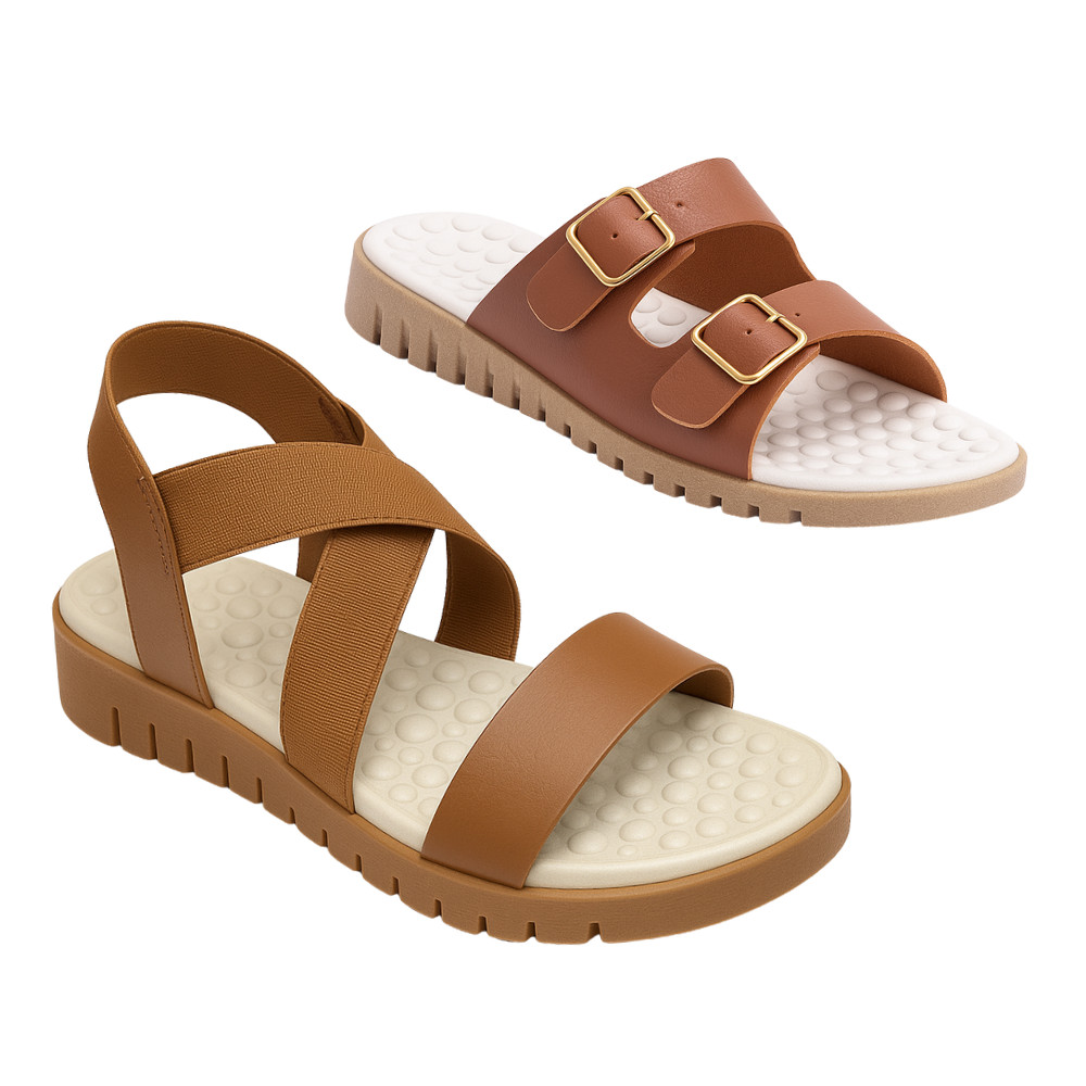 Kit 2 Pares Sandália Ortopédica Feminina Para Esporão Chinelo Confortável Massageador Leve
