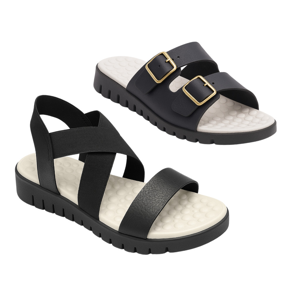 Kit 2 Pares Sandália Ortopédica Feminina Para Esporão Chinelo Confortável Massageador Leve