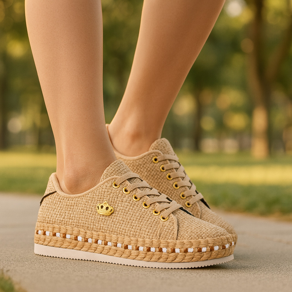 Tênis Casual feminino Palhinha Estiloso Antiderrapante Confortável Fachetado -Confortable Shoe Women