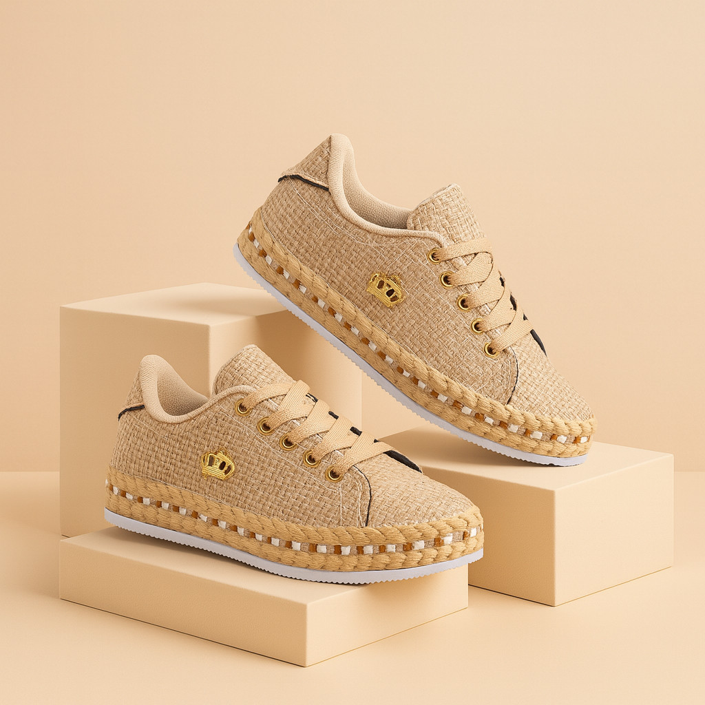 Tênis Casual feminino Palhinha Estiloso Antiderrapante Confortável Fachetado -Confortable Shoe Women