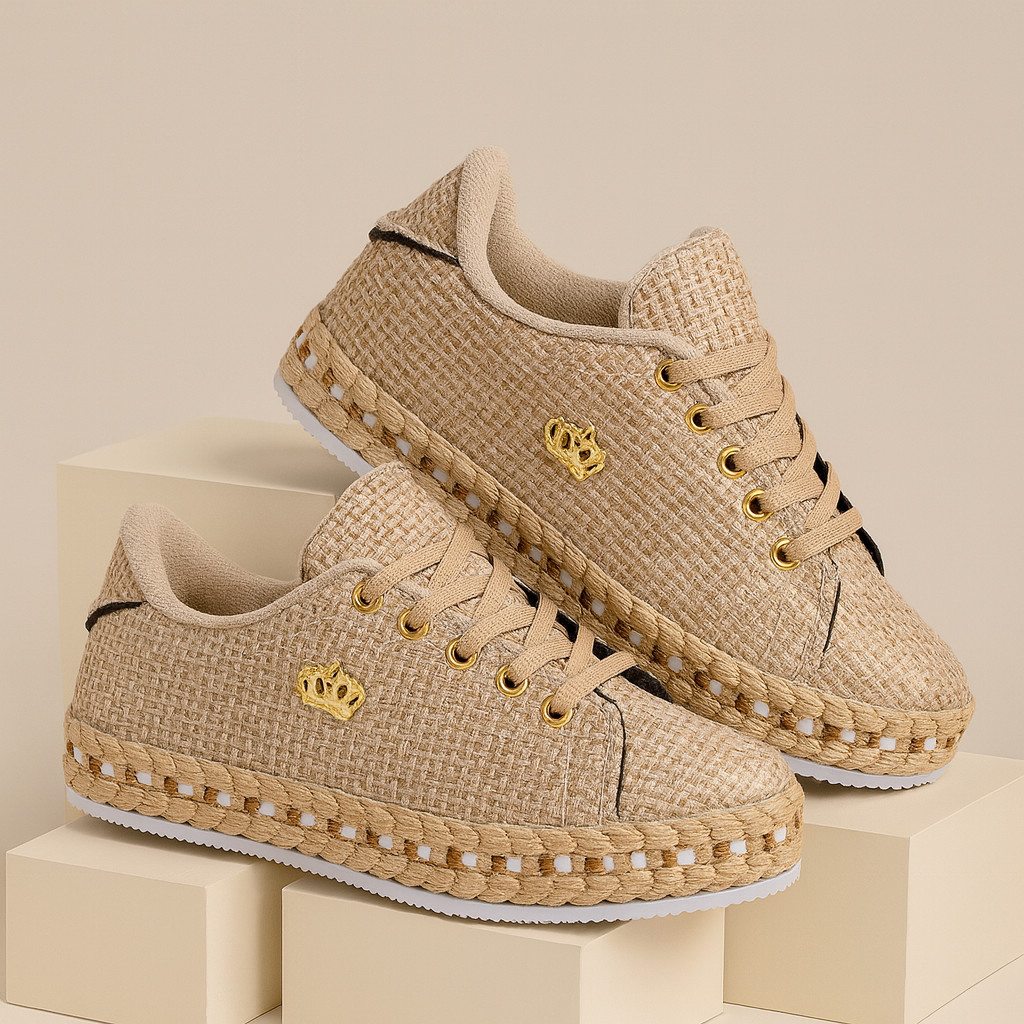 Tênis Casual feminino Palhinha Estiloso Antiderrapante Confortável Fachetado -Confortable Shoe Women