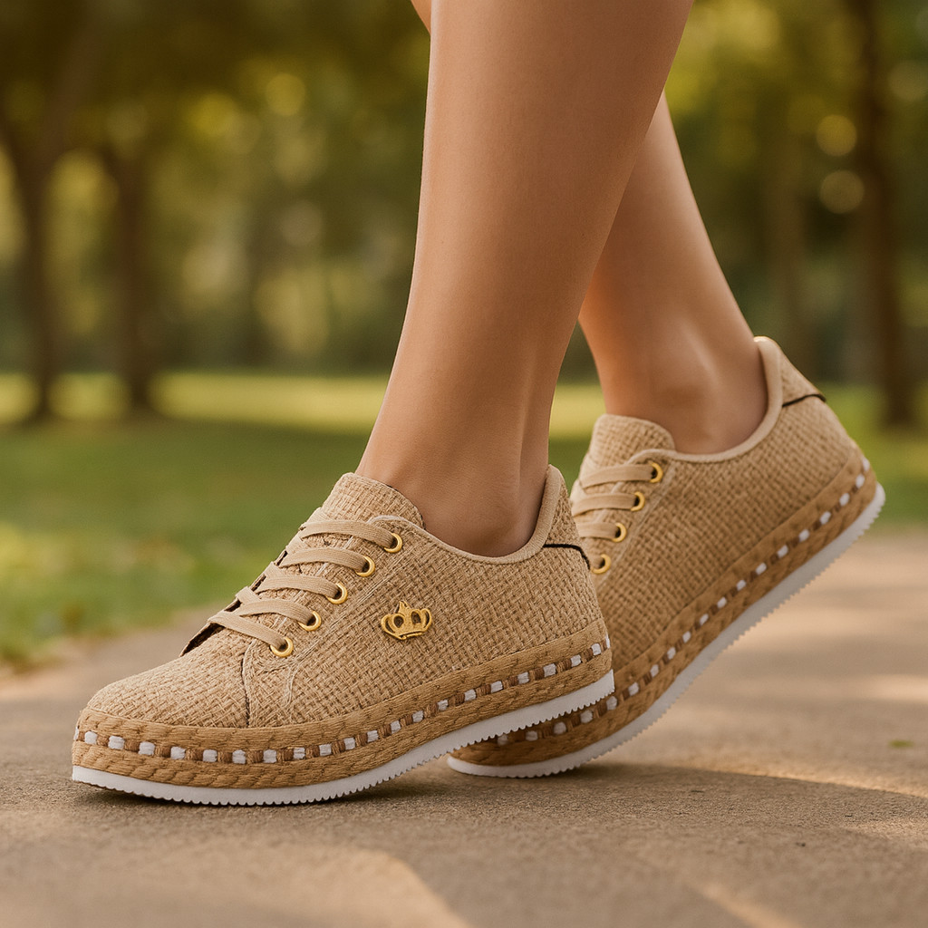 Tênis Casual feminino Palhinha Estiloso Antiderrapante Confortável Fachetado -Confortable Shoe Women